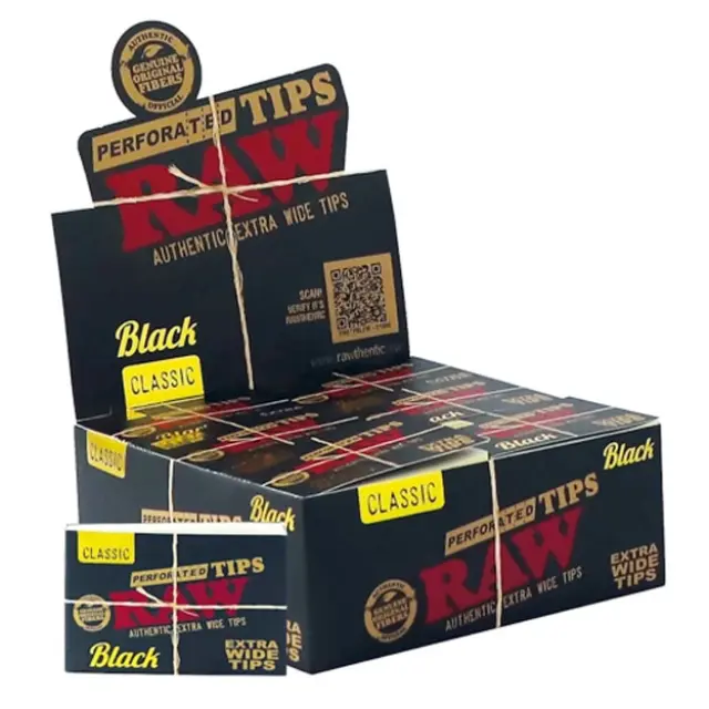 RAW Tips Black Τζιβάνα Μαύρη Φαρδιά Extra Wide - Aκατέργαστη 40φ. - 36τεμ.