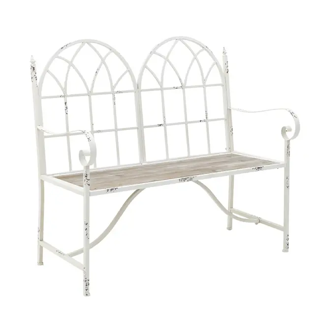 Παγκάκι Αντικέ Λευκό Μέταλλο/Ξύλο 116x58x105cm 3-50-407-0012