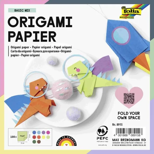 Χαρτί Folia για Origami - Διάφορα Χρώματα (Ν.8915) - 15x15cm - 100τεμ