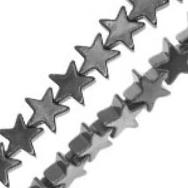 Χάντρα Αιματίτης Silver - Αστέρι Επίπεδο Περαστό 6mm ~12τεμ