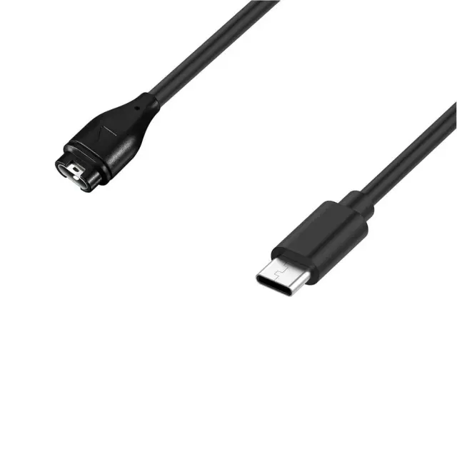 Techsuit - SmartWatch Wireless Charging Cable (TGC2) - for Garmin Fenix 5/5 Plus/6/6X/7X / Vivoactive 3/5, USB-C, 5W, 1m - Black 2