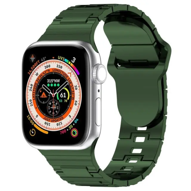 Armor Style Ανταλλακτικό Λουράκι Σιλικόνης για Apple Watch 44/45/46/49mm - Green OEM 2