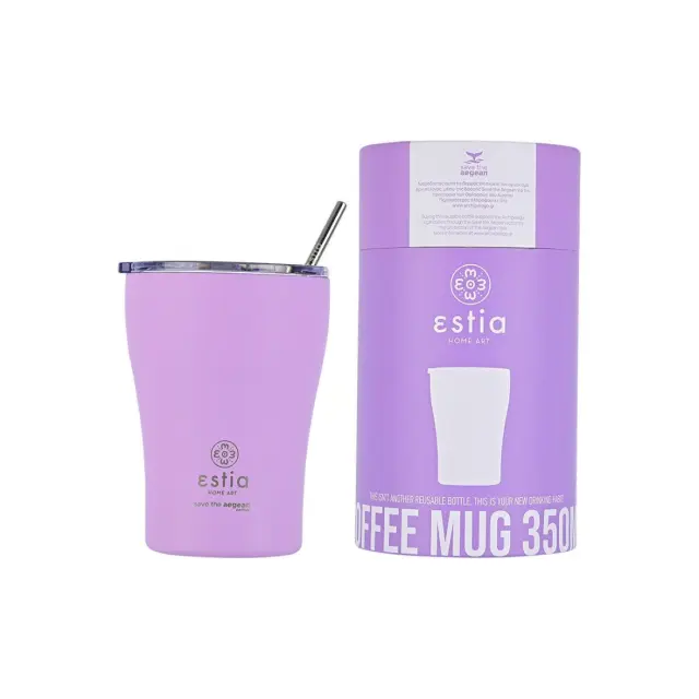 Estia Θερμός Coffee Mug "Save the Aegean" Lavender Purple 350ml