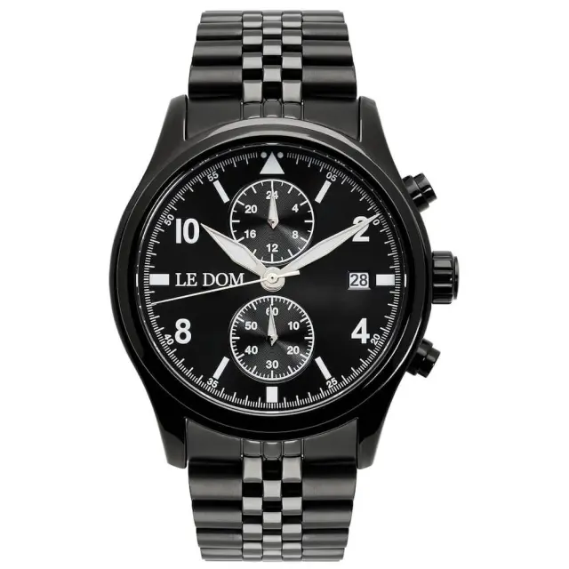Le Dom Pilot, Men's Watch, Black Stainless Steel Bracelet, LD.1348-8
