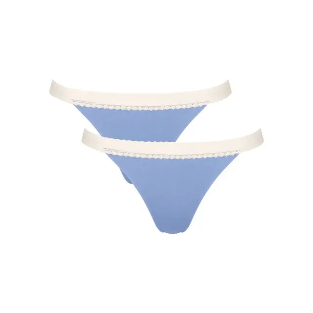 Sloggi Γυναικείο Slip GO Ribbed H Tanga - Διπλό Πακέτο, Χρώμα Γαλάζιο