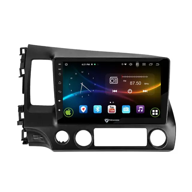 VenCore Οθόνη Multimedia Android 15 10.1" 9109A MTK6762 Octa-Core 2GB/32GB IPS με Πρόσοψη, CarPlay, Android Auto και Υποστήριξη Κάμερας Οπισθοπορείας AHD για Honda Civic 2006-2011 – Μαύρη (3236-10008-0242B) 2