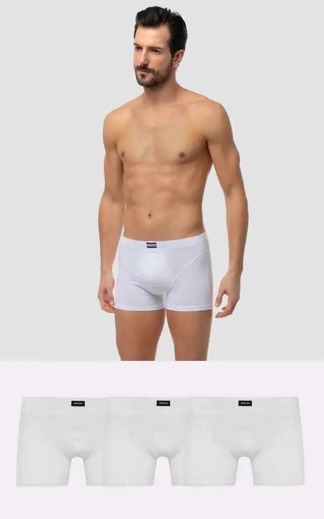 Sporties Βαμβακερό Ανδρικό Boxer με Εσωτερικό Λάστιχο 3 τεμάχια Minerva - Λευκό