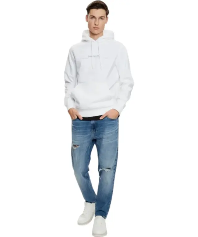 Calvin Klein - Ανδρικό Φούτερ Με Κουκούλα και Τσέπες Minimal Logo Hoodie J30J327076-YAF Λευκό - 2XL 2