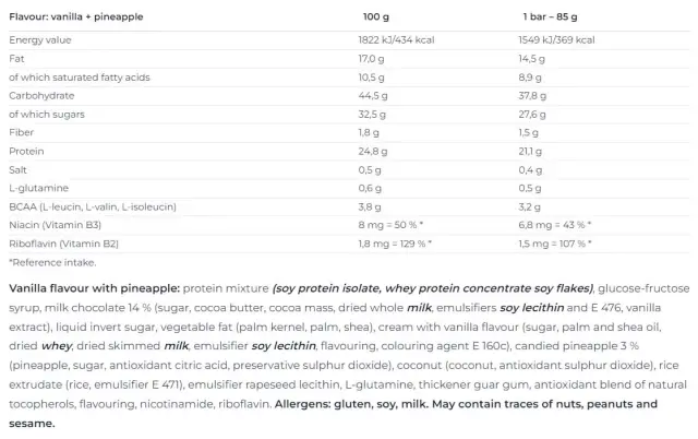 Nutrend Excelent Protein Bar Vanilla & Pineapple, 1 Bar 2