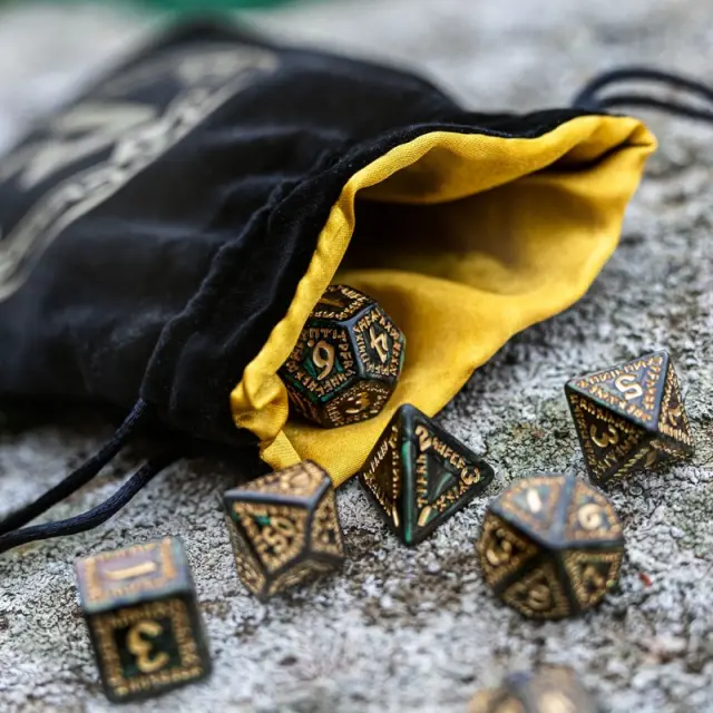 Runic Black & golden Velour Dice Bag 2