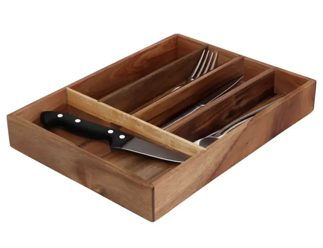 Θήκη για Μαχαιροπίρουνα Excellent Houseware από Ξύλο Ακακίας, με διαστάσεις 35x26x5cm BA2100030 2