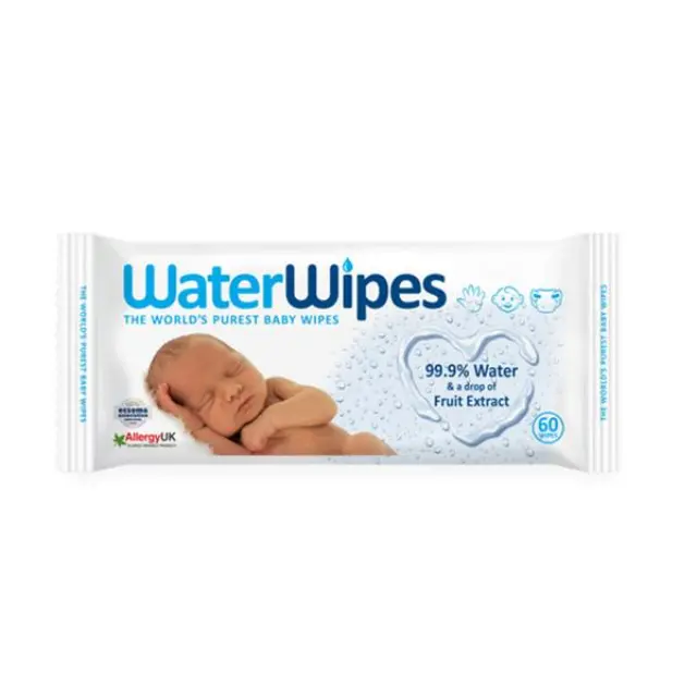 WaterWipes 100% Plastic-free Άοσμα Μωρομάντηλα με 99,9% Νερό, 60τεμ