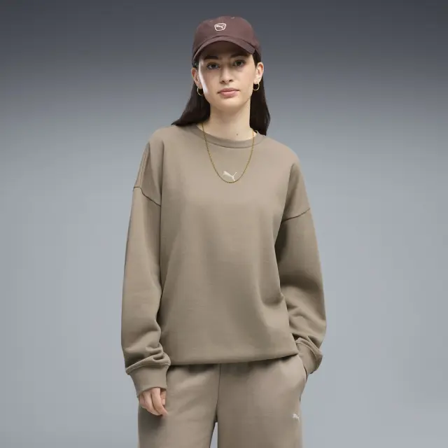 Puma Women's Essentials Logo Oversized Crew Sweatshirt Καφέ 685400-81 (Puma) - Large