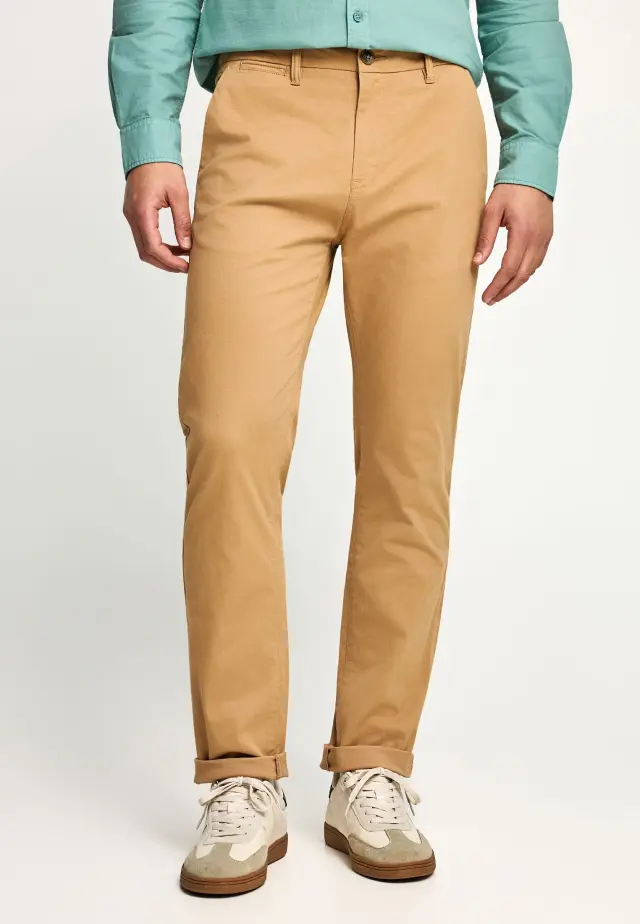 Funky Buddha Chino Trousers Elastic in Regular Fit Beige FBM013-001-02 - 40