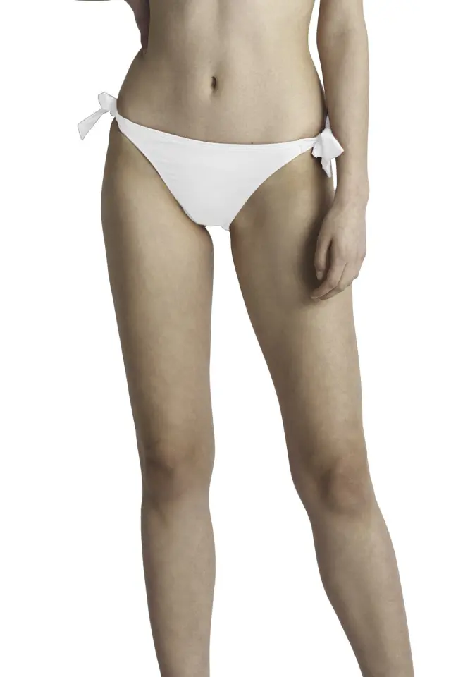 Bikini slip με κορδονάκια λευκό 2