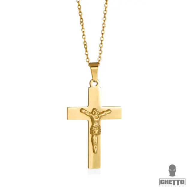 Ghetto Popular Jesus Cross Pendant Necklace Gold