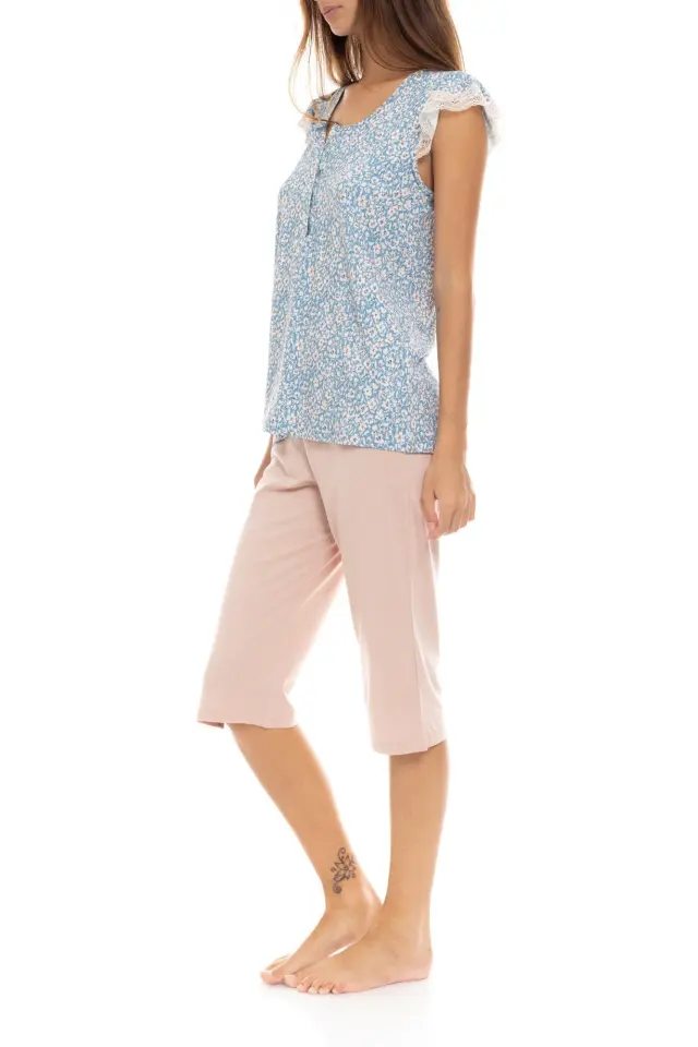 S1412 - Type - PYJAMA CAPRI PANTS BLUE FLOWER 3