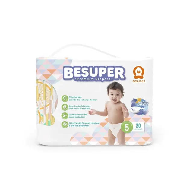 BESUPER Premium Baby Ν5 Πάνες με Αυτοκόλλητο 12+kg 30τεμ.