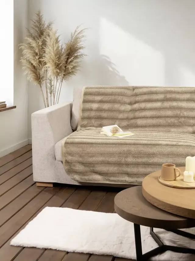 Ριχτάρι Διθέσιο 180x250 Αντιολισθητικό Nima Lunetta Beige 100% Πολυέστερ