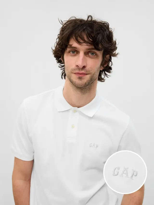 Ανδρική Μπλούζα Polo Πικέ με Λογότυπο white - XXL