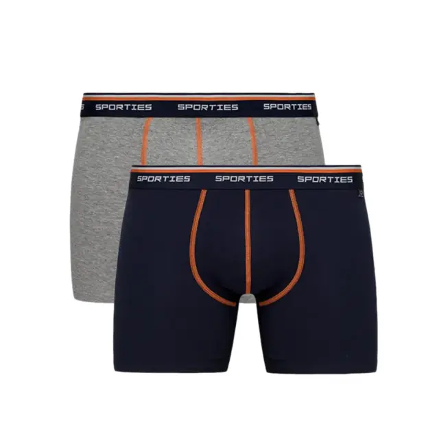 Minerva Ανδρικό Boxer Μακρύ Sporties Long Fit - Διπλό Πακέτο, Χρώμα Navy-Grey Mel. - S