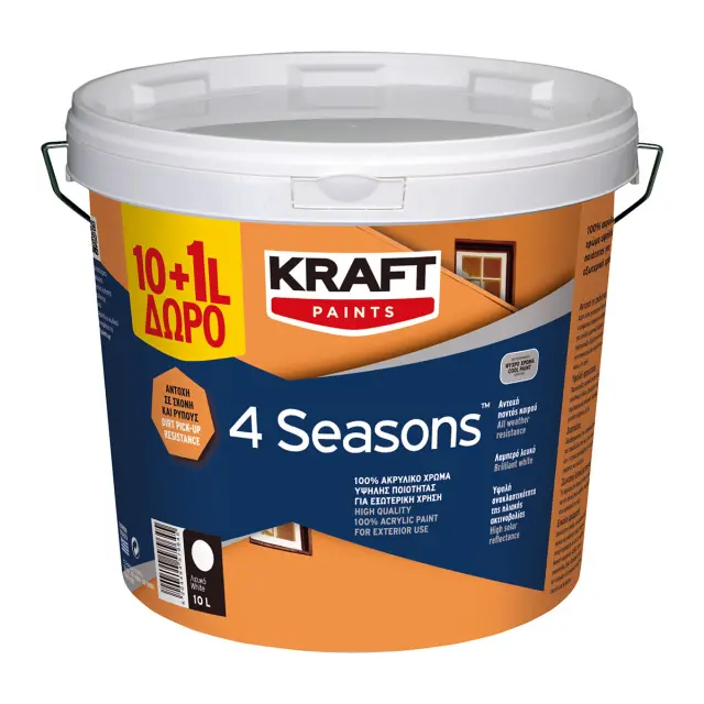 Χρώμα Ακρυλικό KRAFT 4 SEASONS Λευκό 10+1lt