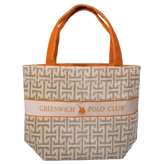 Τσάντα Θαλάσσης 55x40 Greenwich Polo Club Essential 5228 Taupe-Orange 100% βαμβακερό
