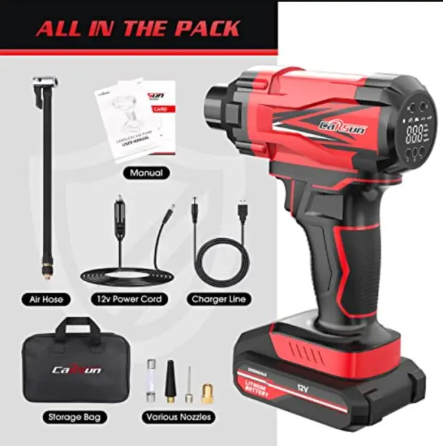 Τρόμπα Αέρος με ψηφιακή ένδειξη και φακό- Air Pump C1811 CARSUN 2