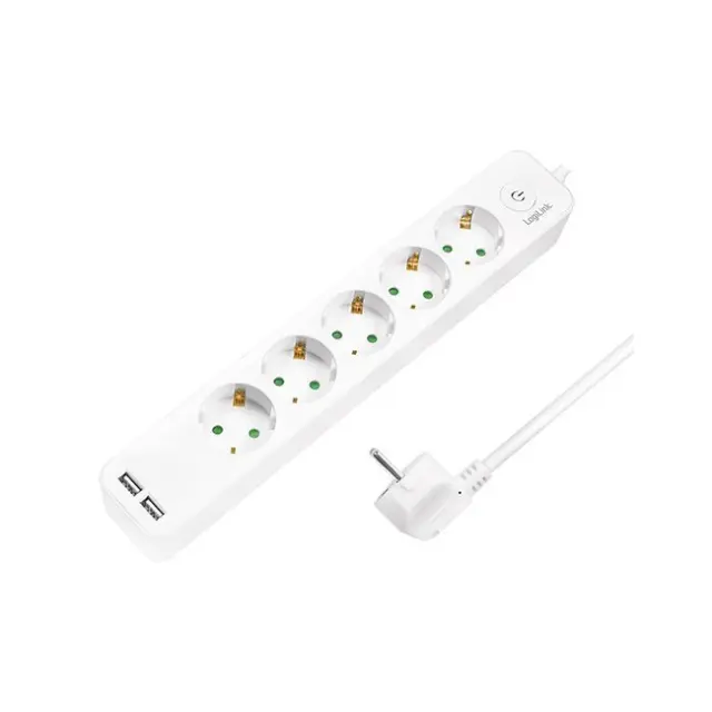 LogiLink Power Strip 5-socket 1.5m White (LPS249U)