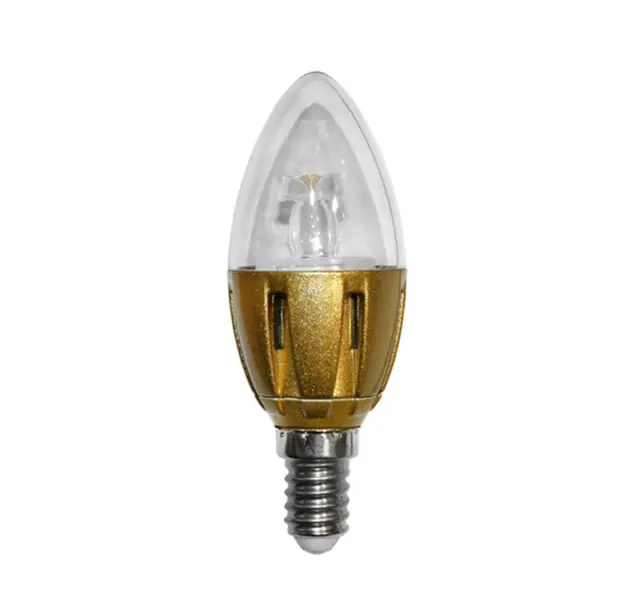 LED ΛΑΜΠΑ ΚΕΡΑΚΙ ΑΛΟΥΜΙΝ ΔΙΑΦΑΝΟ ΧΡΥΣΗ ΒΑΣΗ Ε14 3W ΨΥΧΡΟ