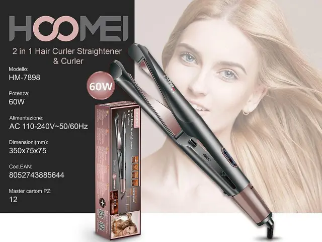Straightener And Curler Πρέσα Μαλλιών Hoomei HM-7898 Μαύρο 2