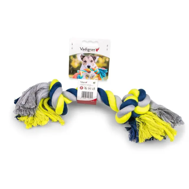 Vadigran Σχοινί Βαμβακερό 2 Κόμποι Μπλε-Κίτρινο 36cm 270gr 2