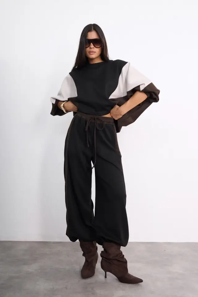 Σετ φόρμες oversized colorblock - Μαύρο - ONESIZE