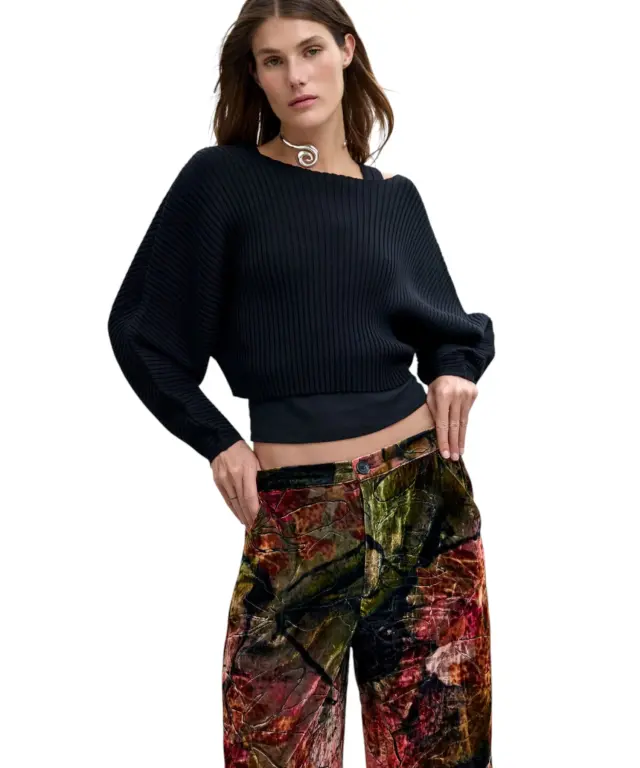 Desigual - Γυναικείο Βελούδινο Παντελόνι Orchid M.C. Lacroix 26WWPW16-3021 Μπορντό/Πράσινο 3