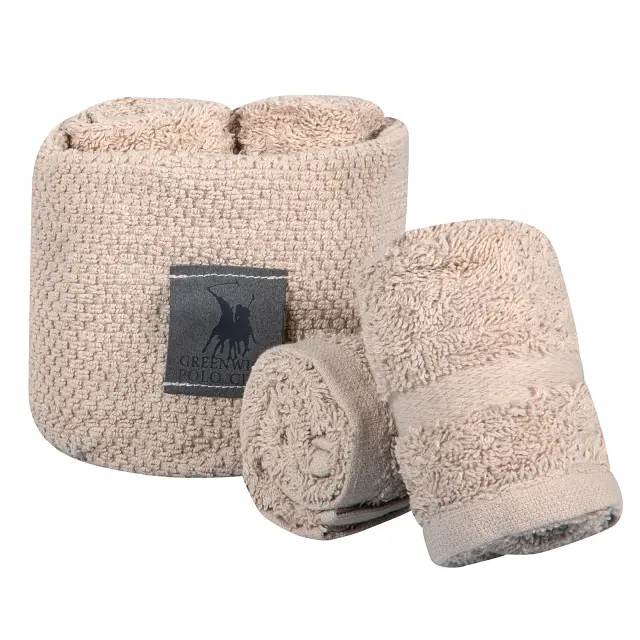 Σετ 4Τ Λαβέτες 30x30 Σε Καλαθάκι Essential Greenwich Polo Club 4145 Taupe 100% βαμβακερό