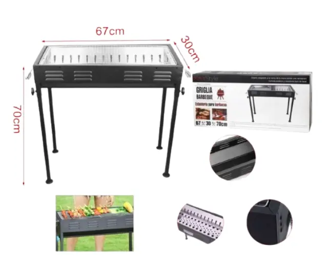 KMT Style Φορητή Ψησταριά Κάρβουνου για BBQ 67x30εκ. Μαύρη 2
