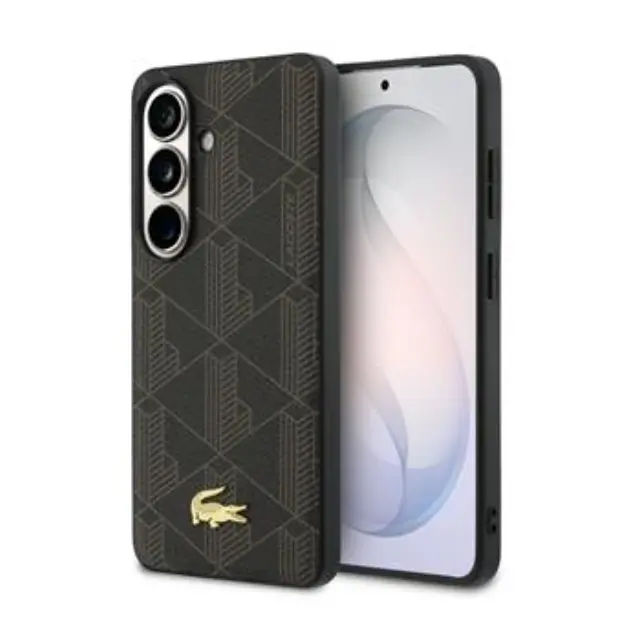 Lacoste PVC Blend Monogram Gold Logo Magnetic Case for Samsung Galaxy S26+ Brown