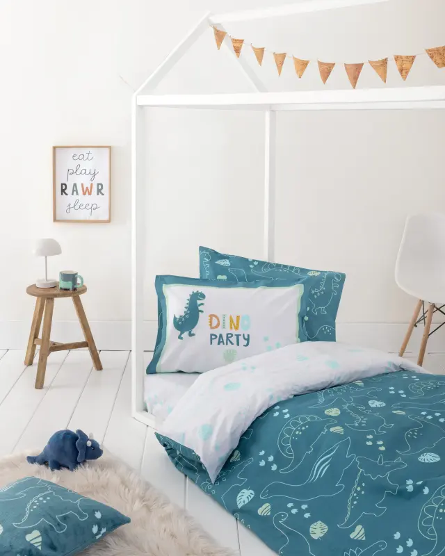Nima Kids Σετ Σεντόνια Ημίδιπλα - Dino Party Μπλε