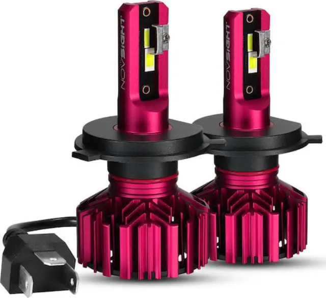 H4 LED 12V/24V 60W 10000LM 6000K IP68 A500 N11S NOVSIGHT 2 x 30W 2 έτη εγγύηση