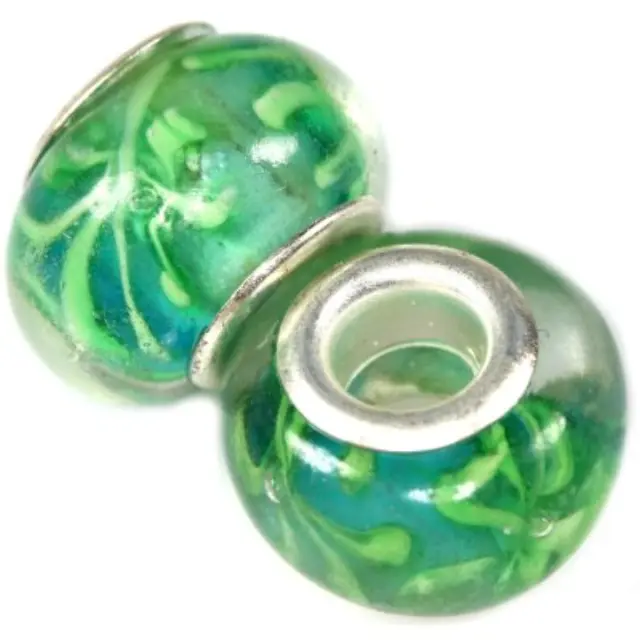 Χάντρα Modular Lime Ribbon On Lime 9x14mm - 5τεμ
