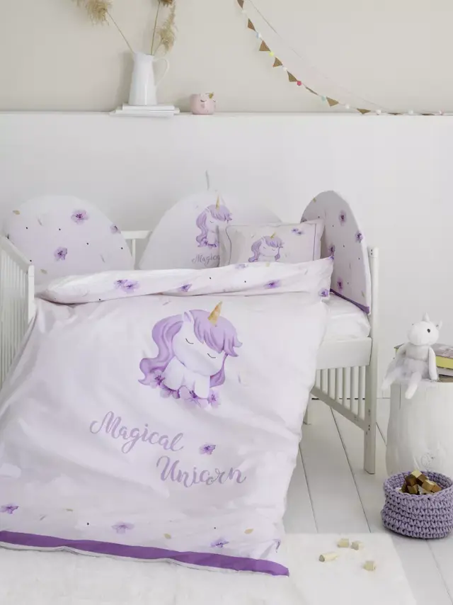 Κουβερλί Κούνιας 100x140 Nima Magical Unicorn Λιλά 100% βαμβακερό