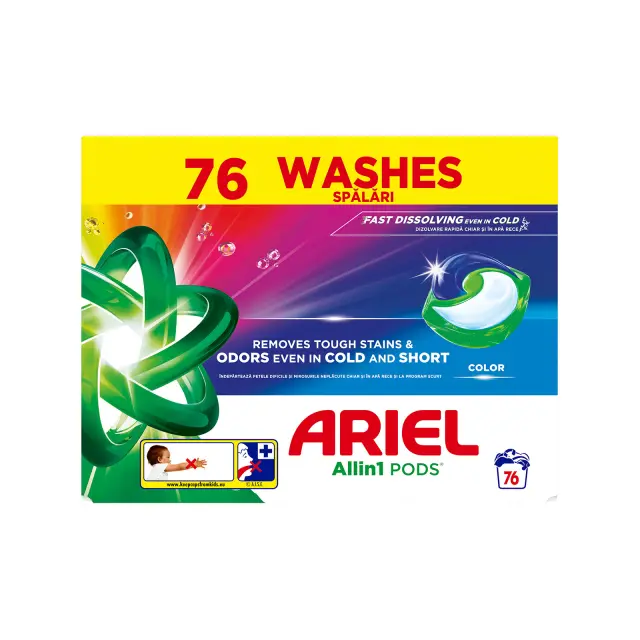 Ariel All In 1 Pods απορρυπαντικό πλυντηρίου ρούχων σε κάψουλες color 1383,2 γρ 76μεζ