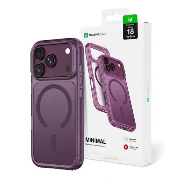 Amazingthing Θήκη Κινητού iPhone 18 Pro Max Minimal Mag Drop Proof Case 3 Lens MagSafe Purple