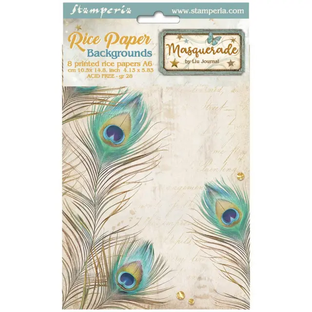 Σετ 8 ριζόχαρτα ντεκουπάζ Stamperia 10.5×14.8cm, Masquerade