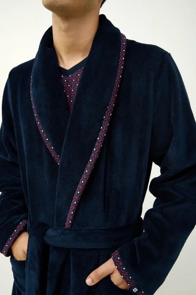 Μακριά Σταυρωτή Ανδρική Ρόμπα Fleece Vamp 23617 BLUE 3