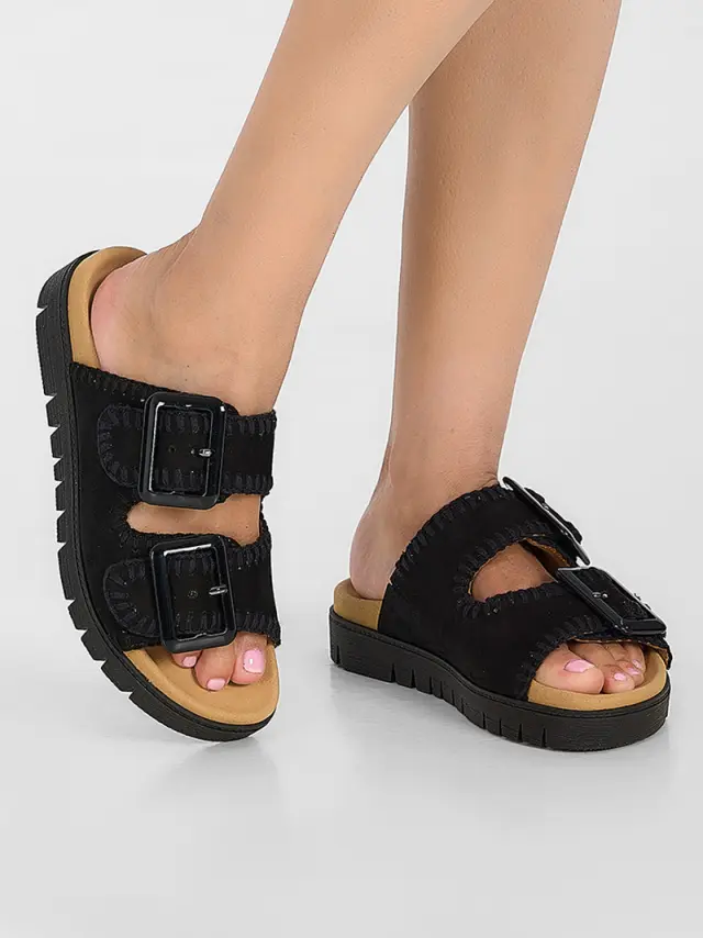 Gabor Παντόφλες Γυναικείο δέρμα Nubuck Μαύρο GAB/63741N 17-SCHWARZ 2