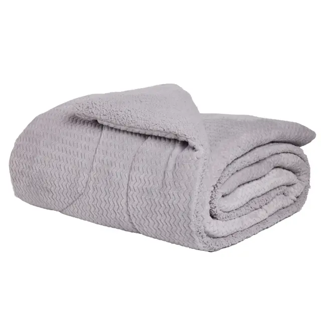 Κουβερτοπάπλωμα 160x220 Μονό 750gsm Fleece-Sherpa Das Home 1368 Grey 100% Πολυέστερ 3
