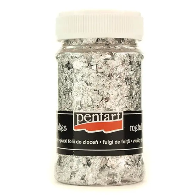 Μεταλλικές νιφάδες Ασημί 100ml -Pentart M8