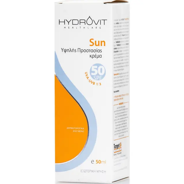 HYDROVIT Sun High Protection Cream SPF50 Αντηλιακή Κρέμα Υψηλής Προστασίας 50ml 2