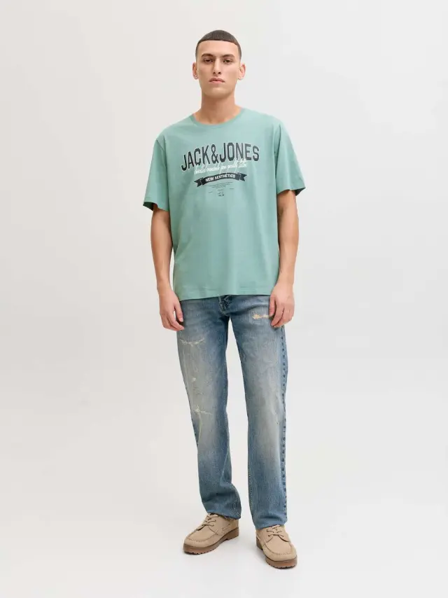 JJELOGO TEE SS O-NECK 2 COL SS26 SN Mineral Blue 3
